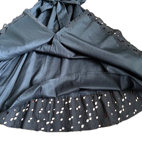 NWT Jones New York Eyelet button Up Navy ruffle twirl Cotton Shirt Dress 6P - Picture 8 of 12